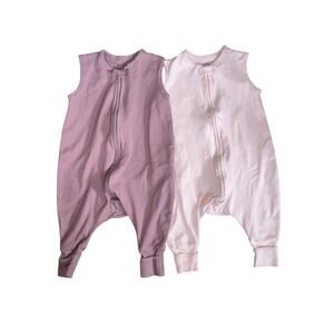 Mama Cheetah 100% Organic Cotton Set of 2 Footed Sleep Sack 6-18M Small Pink